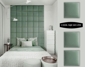 Luxury Green Velvet Square Upholstered Wall Panel Headboard