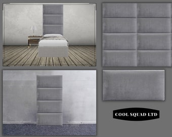 Single Bed 91cm X 117cm Upholstered Headboard / Panels Light Grey 100% Velvet