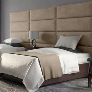 Luxury Soft Beige Velvet Upholstered Wall Panels Headboard