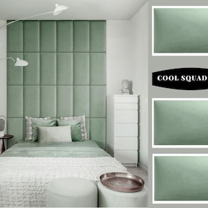 Luxury Soft Plush Green Velvet Upholstered Wall Panels Headboard