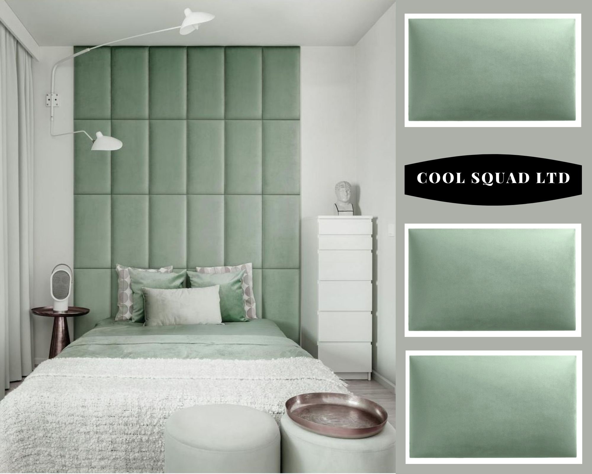Sage green on sale velvet headboard