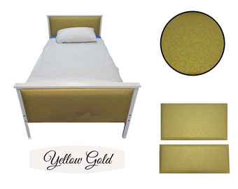 Headboards Yellow Gold Upholstered Bed Leatherette Gold with Hearts