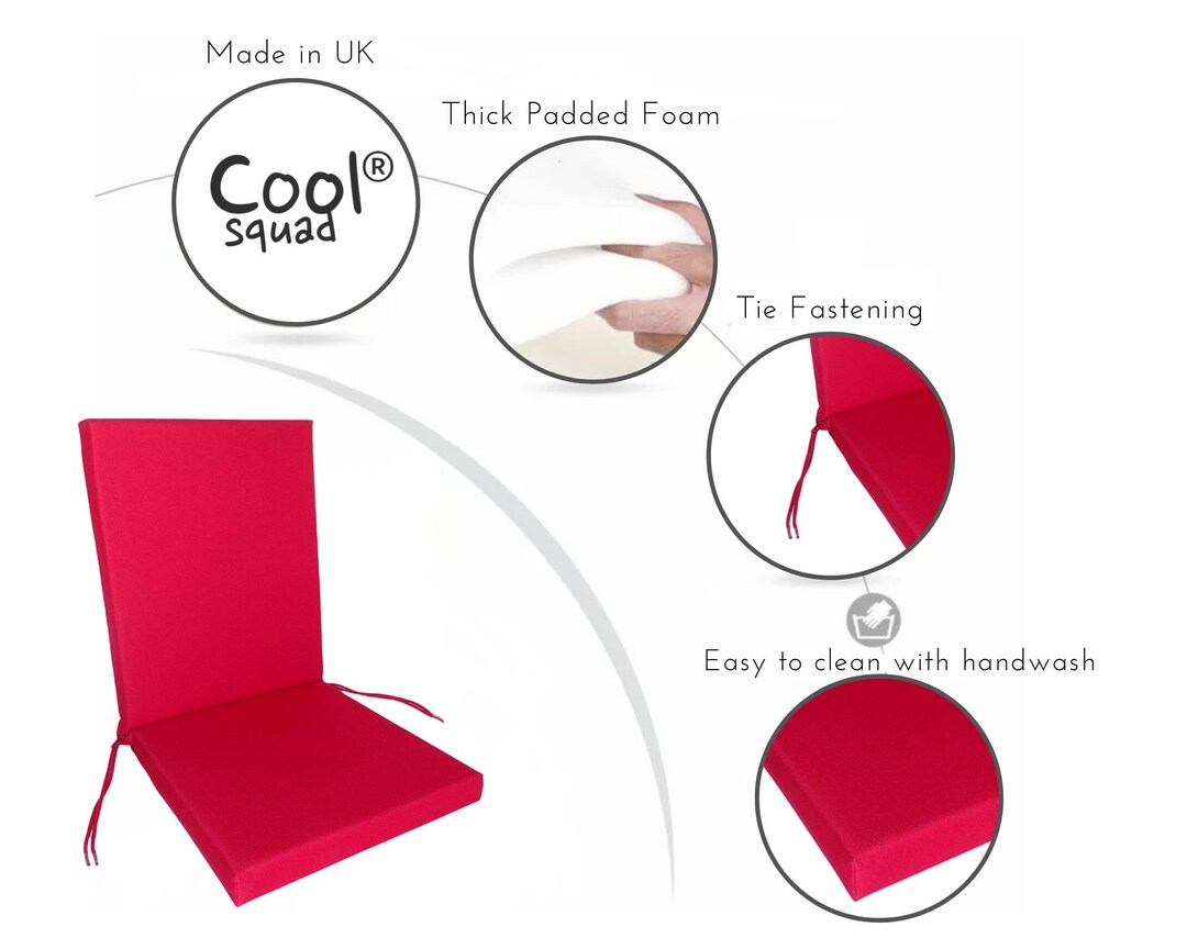 Set of 2 Garden Outdoor Low Back Chair Seat Pads Pillows Cushions Etsy UK