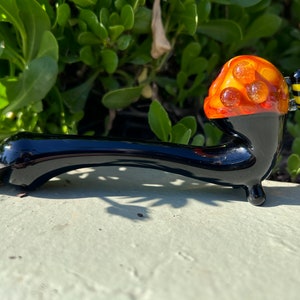 TOBACCO GLASS 6” Honeycomb Sherlock Glass Pipe With Bumblebee Critter.(Handmade)