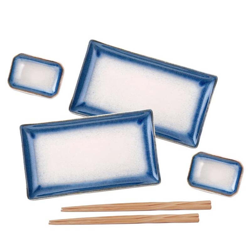 Japanese Sushi Plate Set of 2 With Sushi Plate Sauce Dishes Etsy