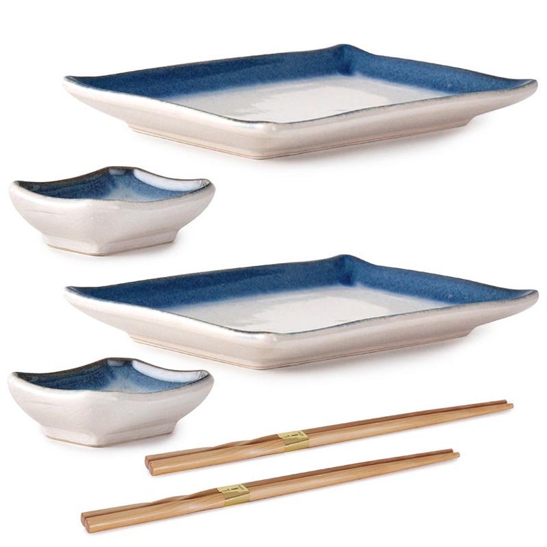 Japanese Sushi Plate Set of 2 With Sushi Plate Sauce Dishes Etsy