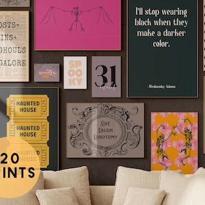 halloween gallery wall SET of 20 printables | halloween wall art bundle | digital art | wall art prints | eclectic halloween bundle