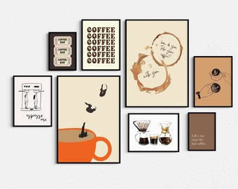 printable coffee bar wall art | coffee art bundle | SET OF 9 | wall art prints | home coffee bar decor | trendy barista wall art