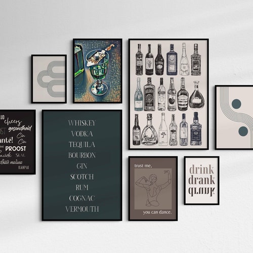 Printable Home Bar Wall Decor Art Bundle SET of 8 Wall Art - Etsy
