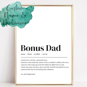 personalisierter Bonus Papa Wörterbuch Druck | Ausdruckbare Illustration Vatertag | Geschenk für Papa | individuelles Geschenk für Papa | Definition Druck | individueller Kunstdruck