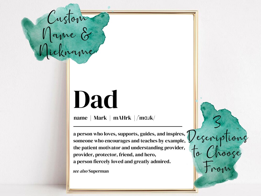 Personalized Dad Dictionary Printable Wall Art, Printable Fathers Day ...