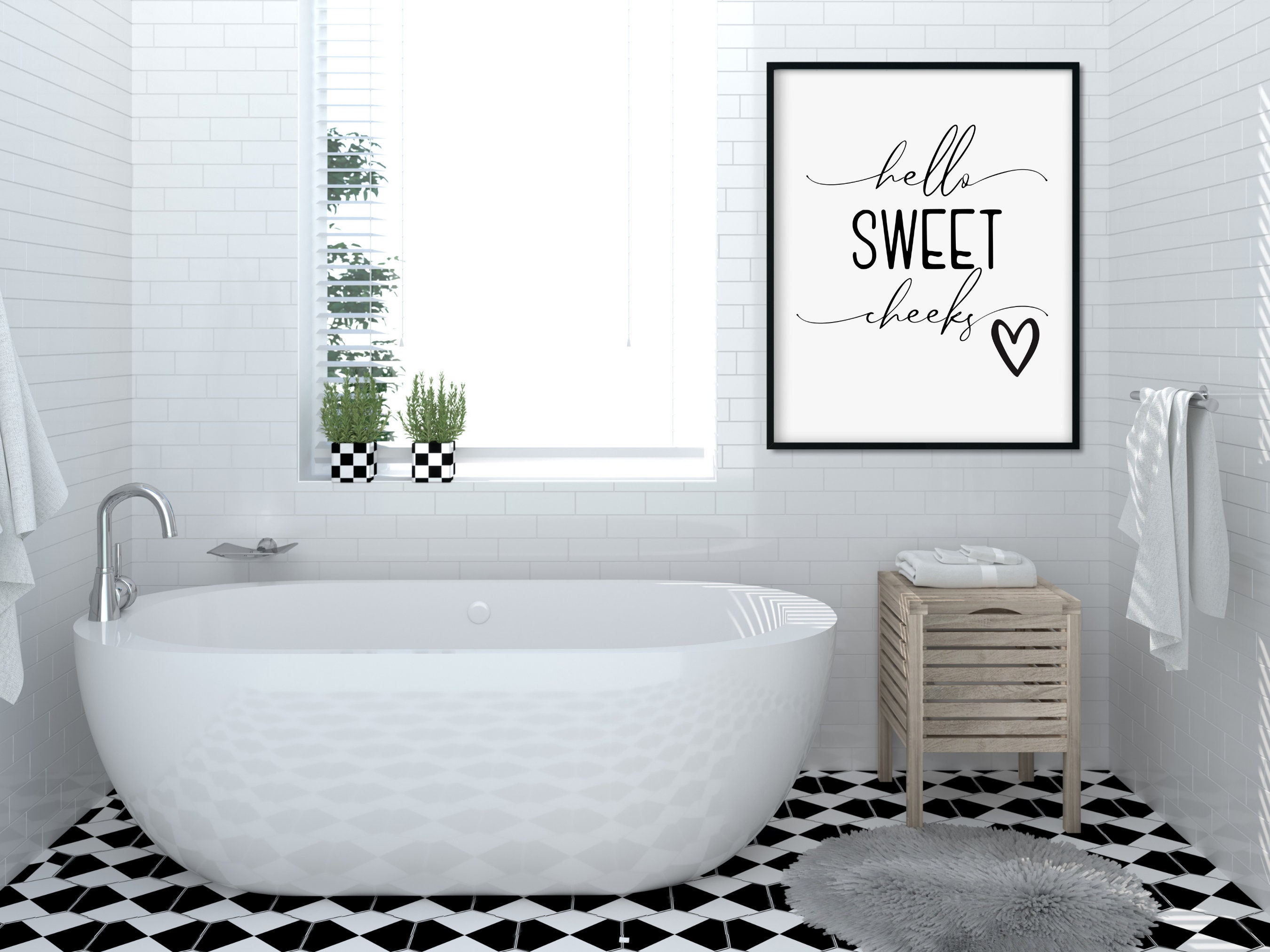 Badezimmer Zitat druckbare Wandkunst Hallo süße Wangen | Etsy