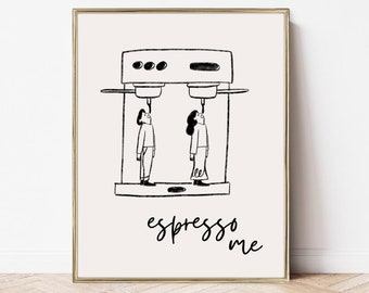 printable coffee bar wall art | espresso me | coffee bar wall decor | kitchen wall art | coffee art print | coffee lover wall art