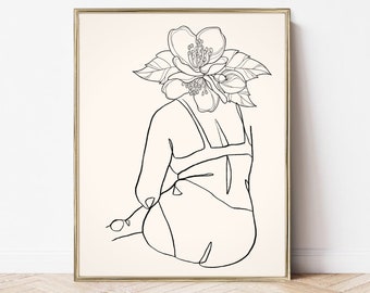 Printable Line Art Woman Wall Art, Body Positivity Poster, Positive Self Art Print, Women Supporting Women Print, Self Love Art