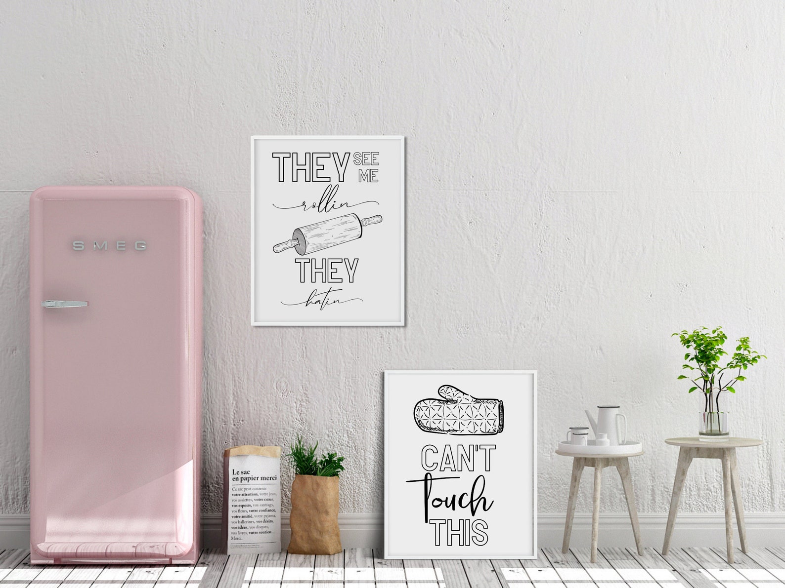 Printable Black and White Kitchen Wall Art SET OF TWO They Etsy