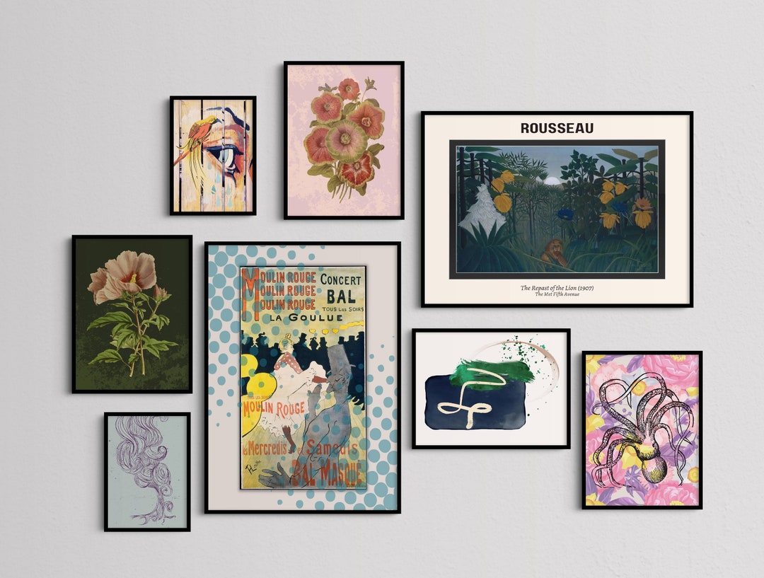 Printable Eclectic Wall Art Art Gallery SET OF 8 Wall Prints Vintage