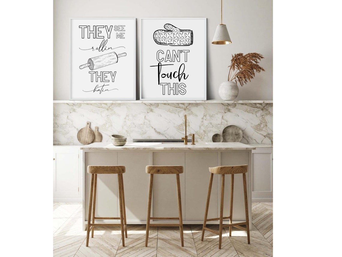 Printable Black and White Kitchen Wall Art SET OF TWO They Etsy