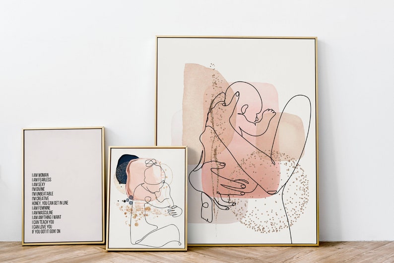Printable Woman Line Art | Feminine Line Art Wall Art | Set of 3 Wall ...