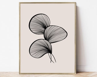 Printable Floral Line Art Wall Art, Calming Art Print Poster, Black and White Line Art, Printable Wall Art, Botanical Abstract Art Print