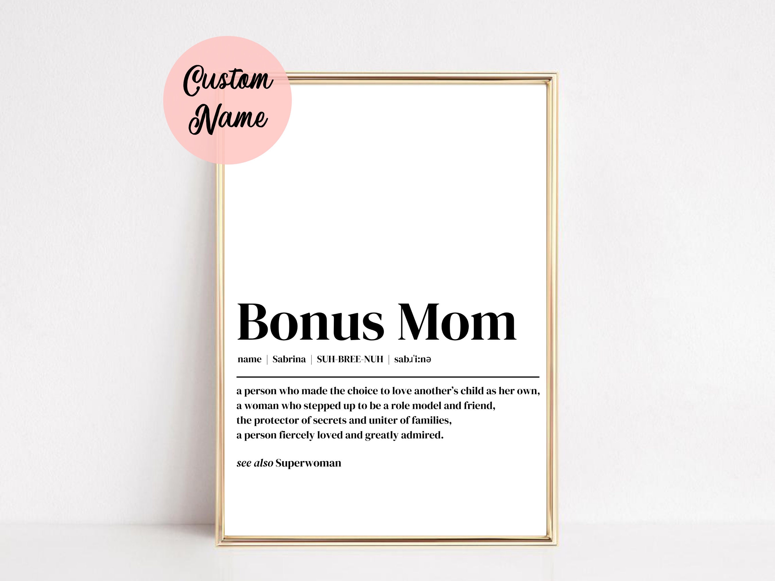  WhatSign Bonus Mom Mother's Day Gifts from Daughter Son To My  Bonus Mom Keepsake and Paperweight Stepmom Mother's Day Gift for Mom Mother  in Law from Stepdaughter Stepson Birthday Gift Present
