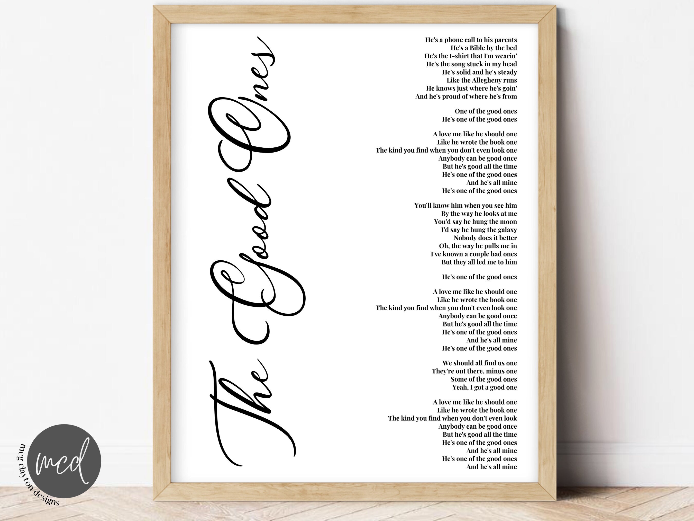 One of the good ones song lyric printable wall art digital etsy