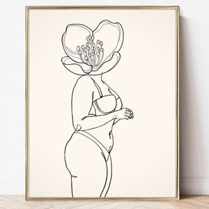 Printable Line Art Woman Wall Art, Body Positivity Poster, Positive Self Art Print, Women Supporting Women Print, Self Love Art