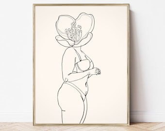 Printable Line Art Woman Wall Art, Body Positivity Poster, Positive Self Art Print, Women Supporting Women Print, Self Love Art