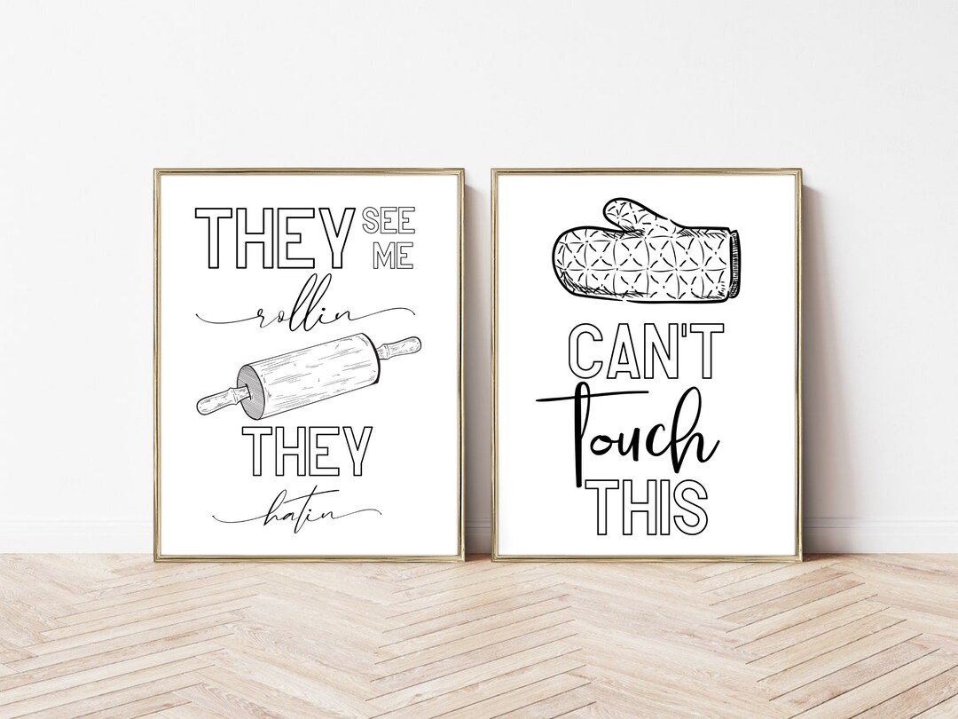 Printable Black and White Kitchen Wall Art SET OF TWO They Etsy