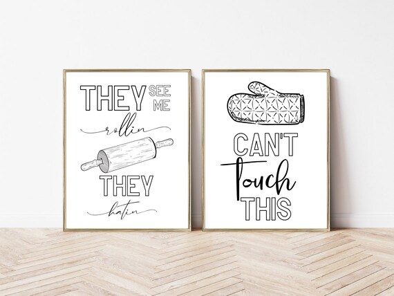 Printable Black and White Kitchen Wall Art SET OF TWO They - Etsy