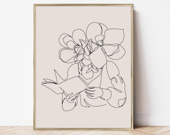 bookish art print | book lover printables | digital download | book wall art | book lover gift | neutral wall art print | digital art