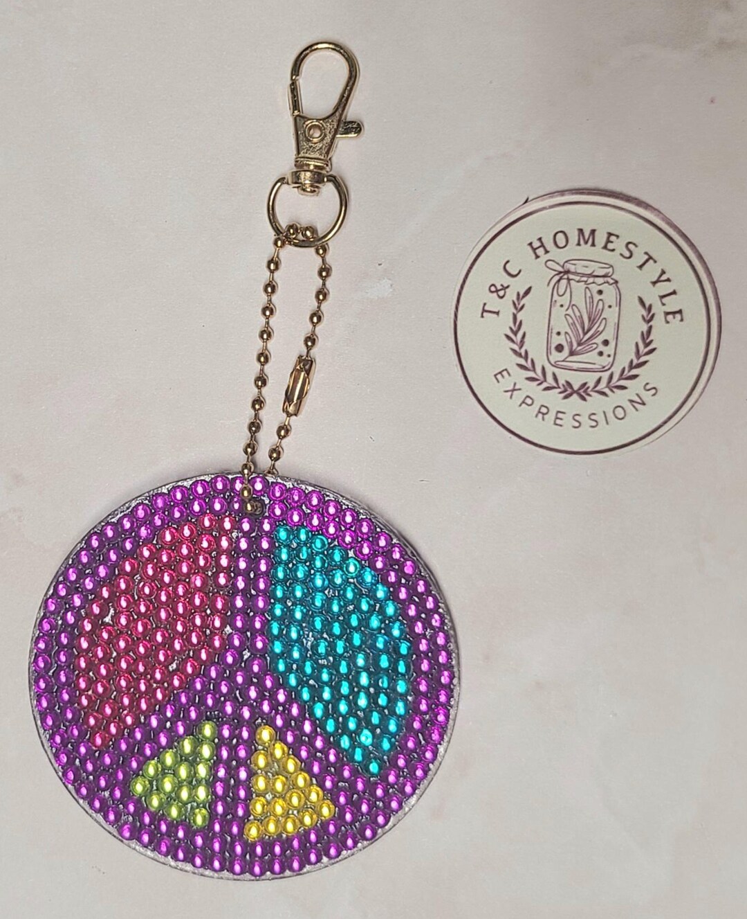 Retro Peace Sign Embellished Keychain - Etsy