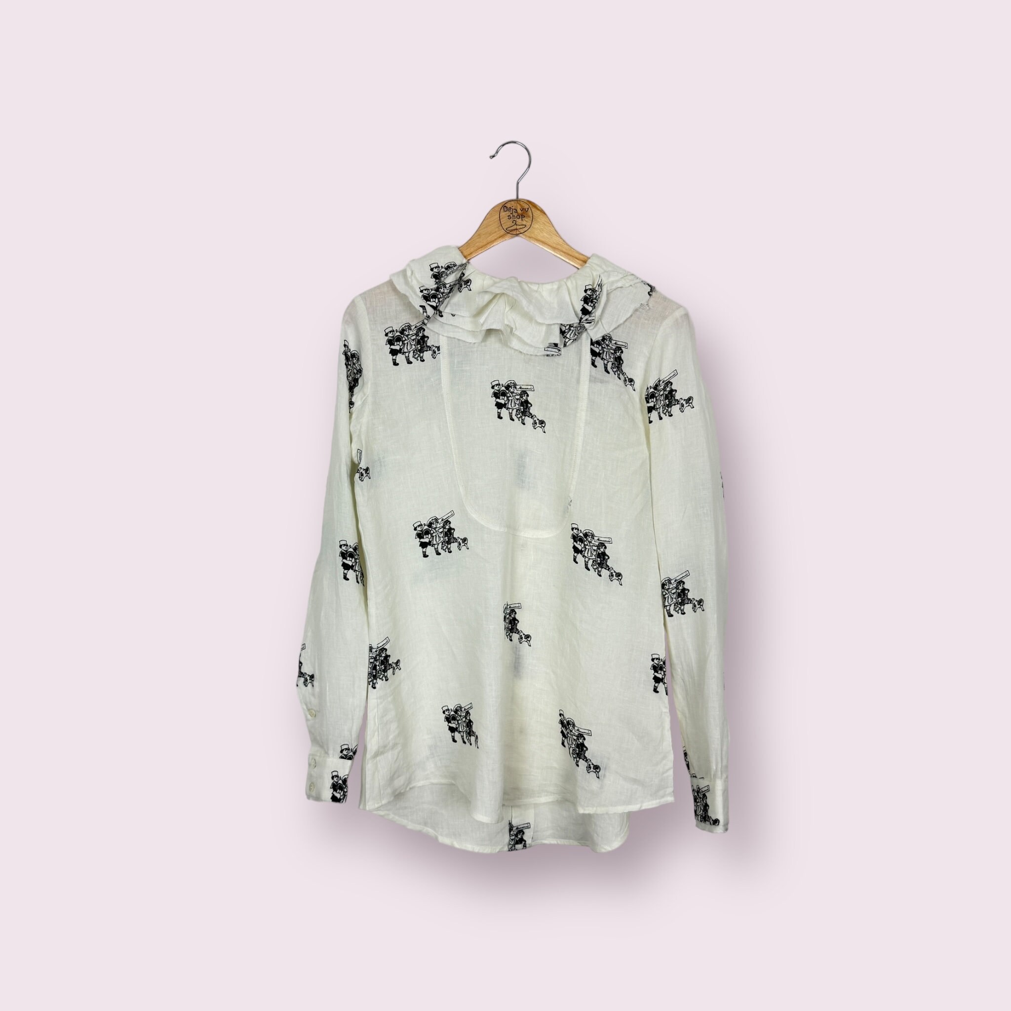Aleksandr Manamis Ruffle Linen Print Shirt Size 1 - Etsy