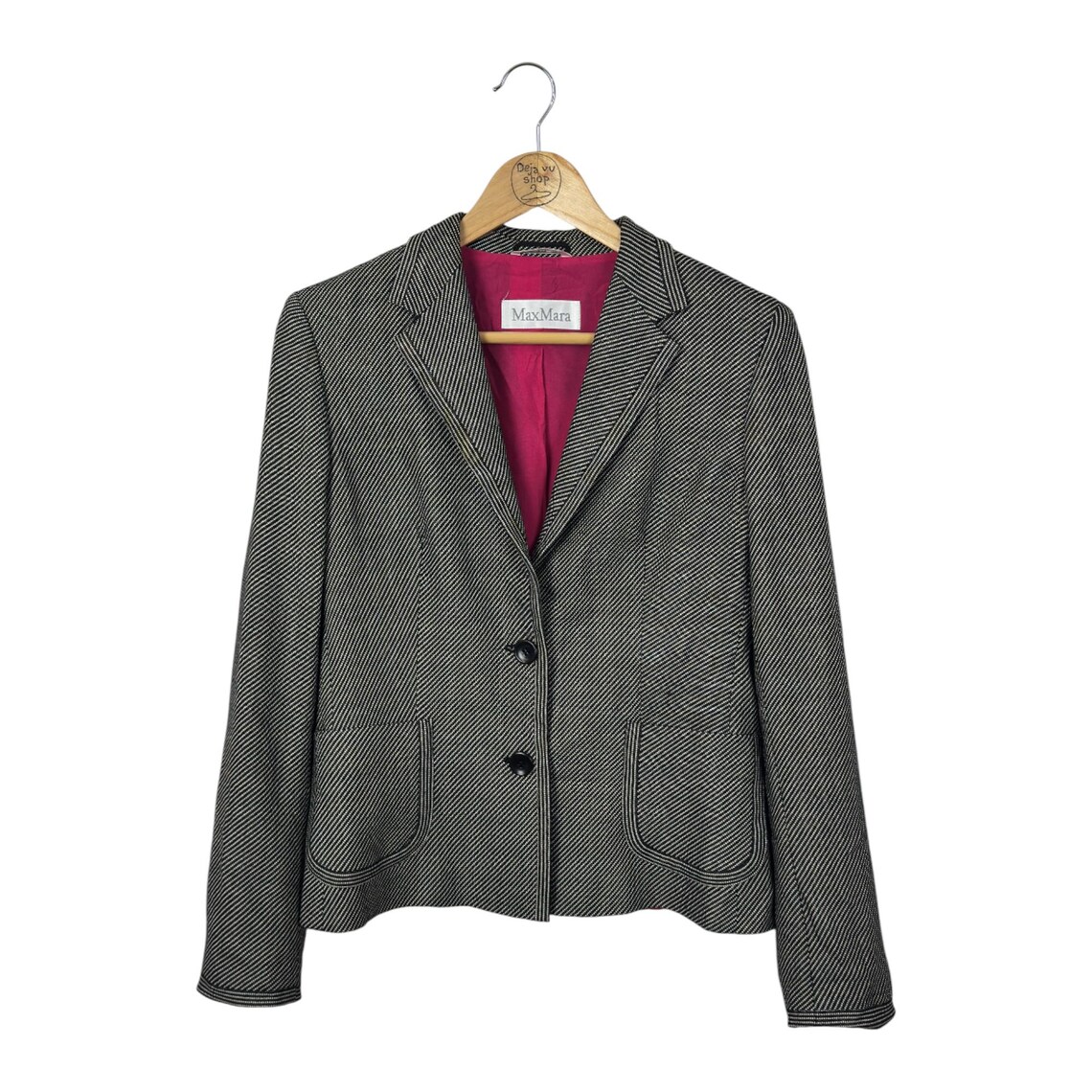 Vintage Max Mara Wool Silk Blazer – Women’s Size 42 – Gray Italian Designer Jacket, photo 1 of 5
