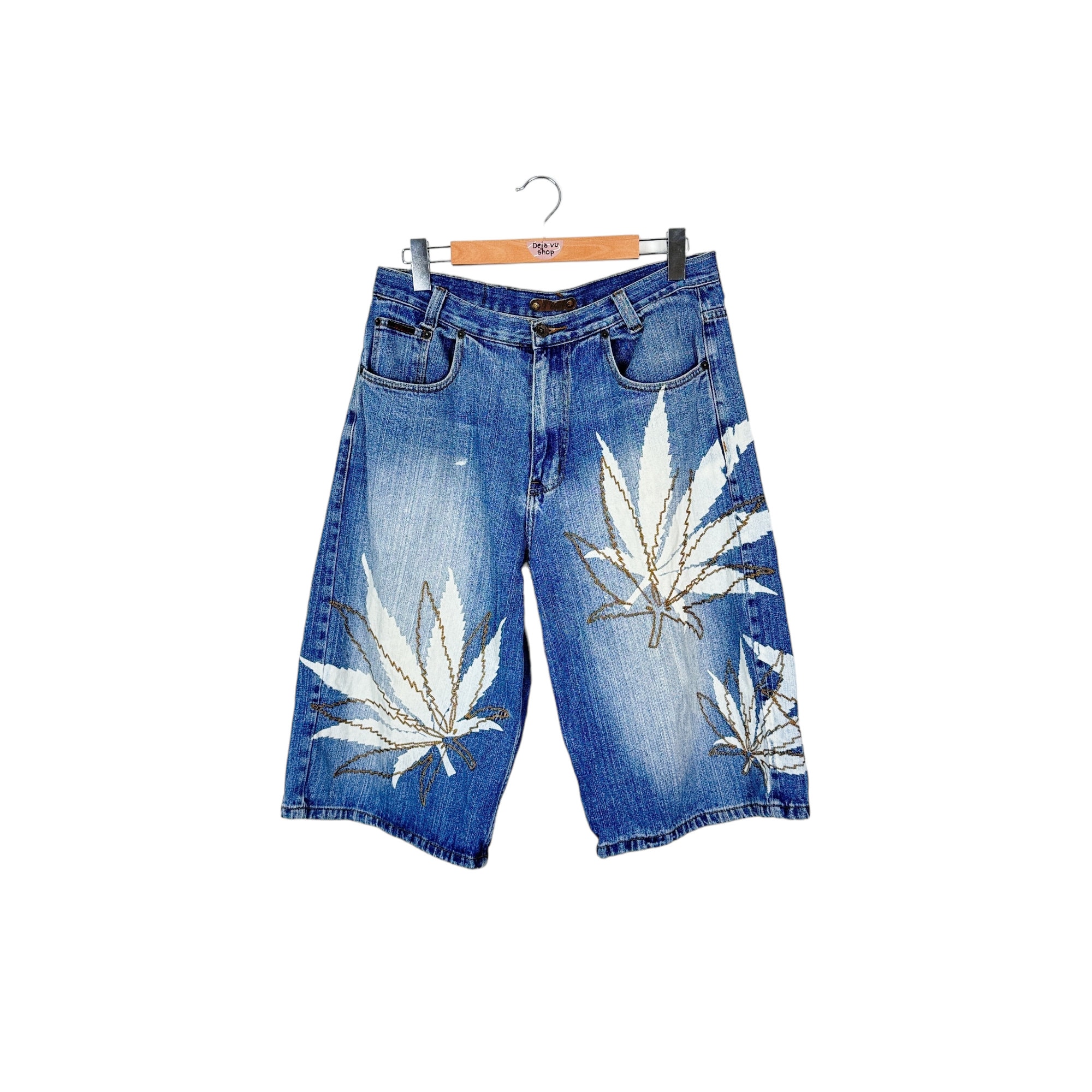 G-unit Marijuana Leaf Embroideries Hip Hop Jorts Size 34 - Etsy