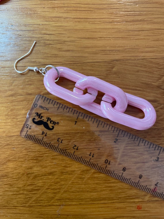 Pink Plastic Chain Earrings Etsy