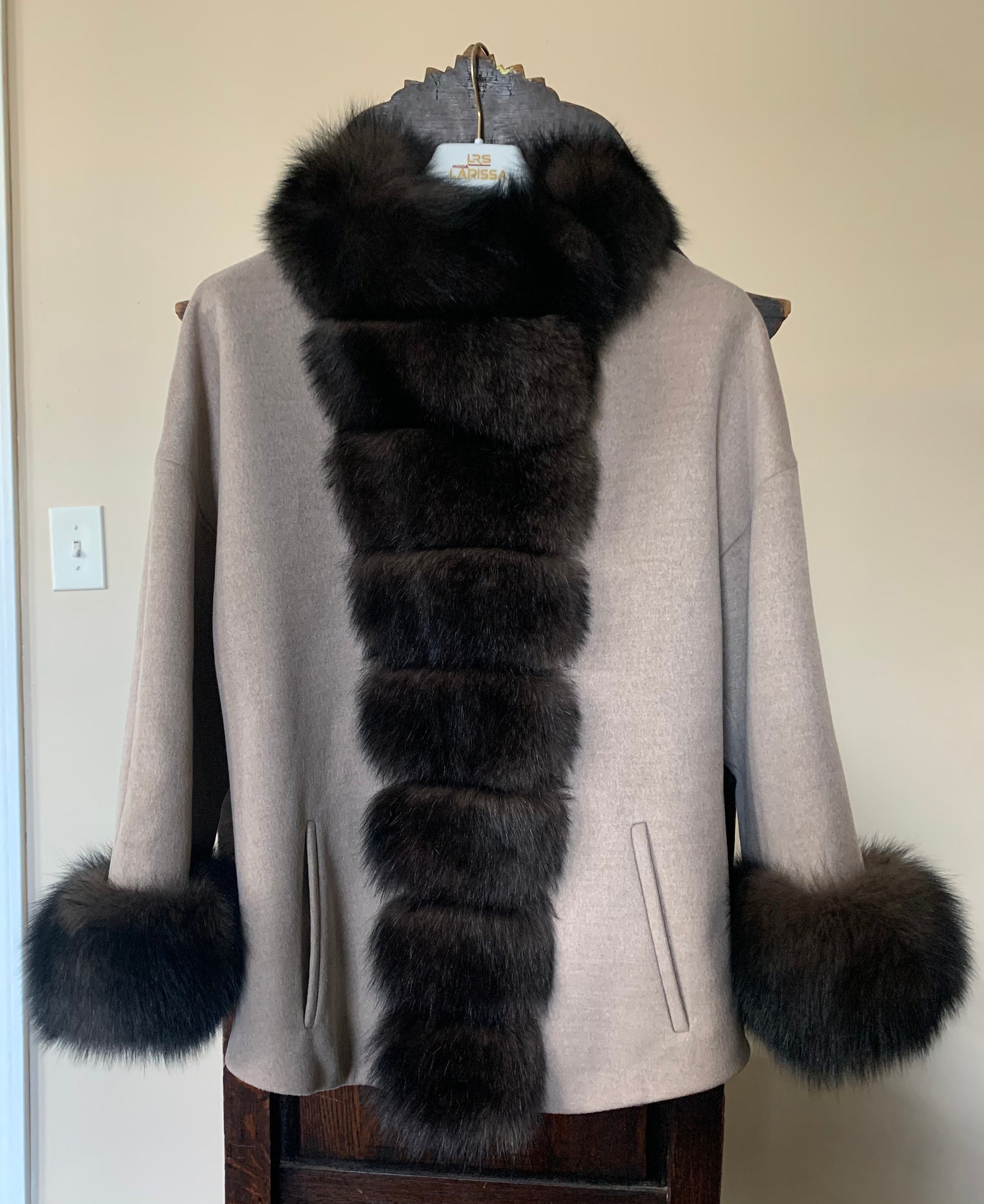 Genuine Arctic Fox Fur and Cashmere Blend Winter Coat | Etsy