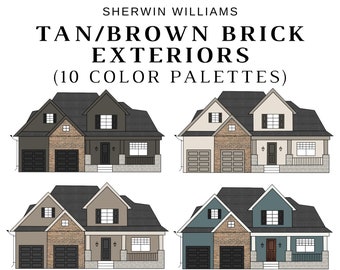 Sherwin Williams EXTERIOR Color Palette for BROWN BRICK, Tan Brick Exterior Color, Tan Brick Color Scheme, Color Idea for Tan Brick Exterior