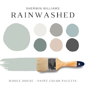 Sherwin Williams RAINWASHED Color Palette, Beach House Colors, Coastal Farmhouse Paint Palette, Coastal Color Scheme, Coordinating Colors image 1