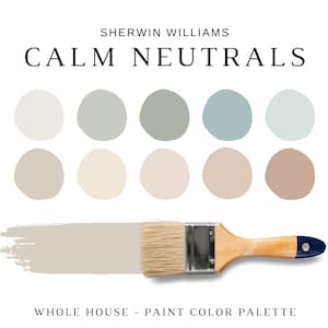 CALM NEUTRALS Sherwin Williams Color Palette, Calm Coastal House Paint, Designers Home, Modern Neutral Paint Colors, Calm Paint Color Scheme