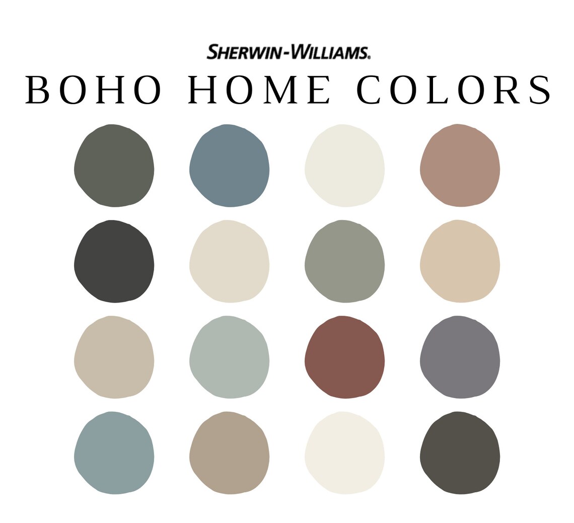 Sherwin Williams BOHO Color Palette BOHO Paint Colors Boho Etsy