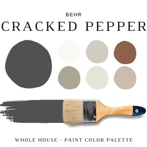 Behr CRACKED PEPPER Color Palettes, 2024 Color Trends, Coordinating Paint for Rooms & Whole House, Charcoal Paint Color, Behr Black Colors