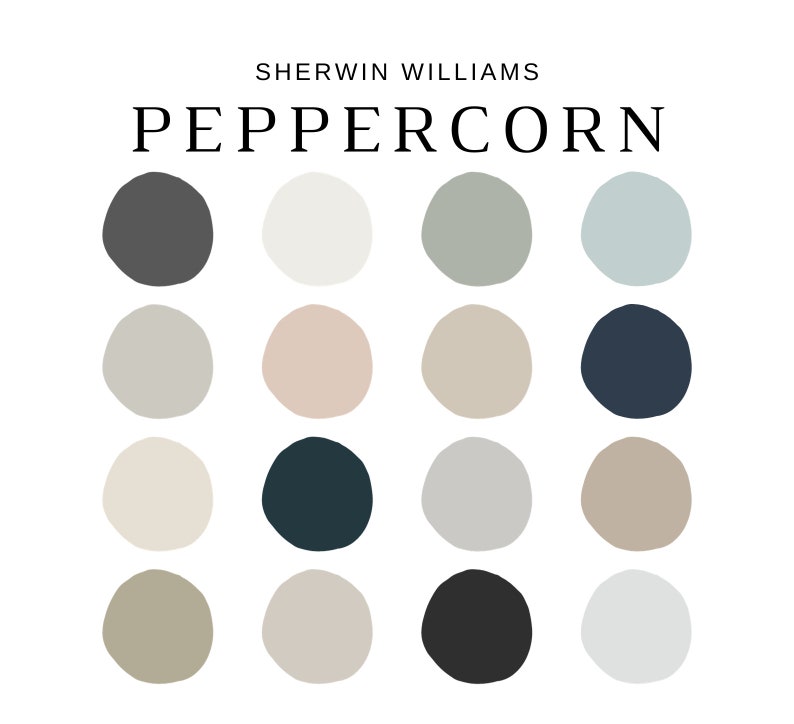 Sherwin Williams PEPPERCORN Color Palette, Best Selling Gray Paints