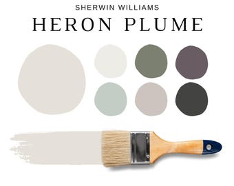Sherwin Williams HERON PLUME Home Color Scheme, Warm Neutral Paint Color, Heron Plume Coordinating Colors, Kitchen Cabinets, Interior Paint