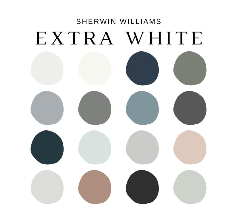 EXTRA WHITE Color Palette Sherwin Williams , Best White Wall Color, Calm Paint Color, Extra White Coordinating Paint Colors for WHOLE House image 2