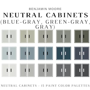 KITCHEN CABINET COLORS Benjamin Moore, Gray Kitchen Cabinets, Green Kitchen Cabinets, Blue Kitchen Cabinets, Kitchen Color Palettes, Vanity