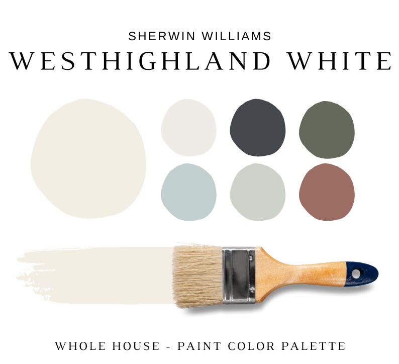 Sherwin Williams WESTHIGHLAND WHITE Coordinating Colors, Paint Color Palette, WHOLE House Paint Colors, Modern home color scheme, Neutrals image 1