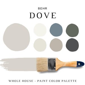 Behr DOVE Color Palettes, Greige Paint Colors, Coordinating Paint for Rooms, Cabinets & Whole House, Neutral Cozy Home, Calm Coastal Paint
