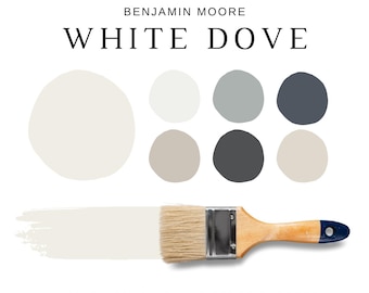 WHITE DOVE Benjamin Moore Color Palette, Modern Color Scheme, White Dove Coordinating Colors for Whole House, White Dove Color Scheme, OC-17