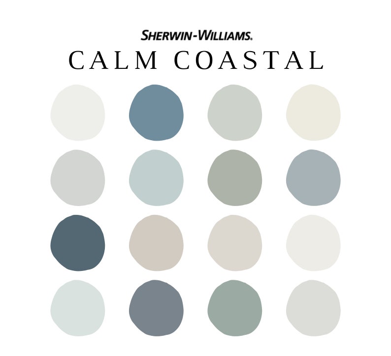 CALM COASTAL Paint Color Palette Sherwin Williams Coastal Etsy