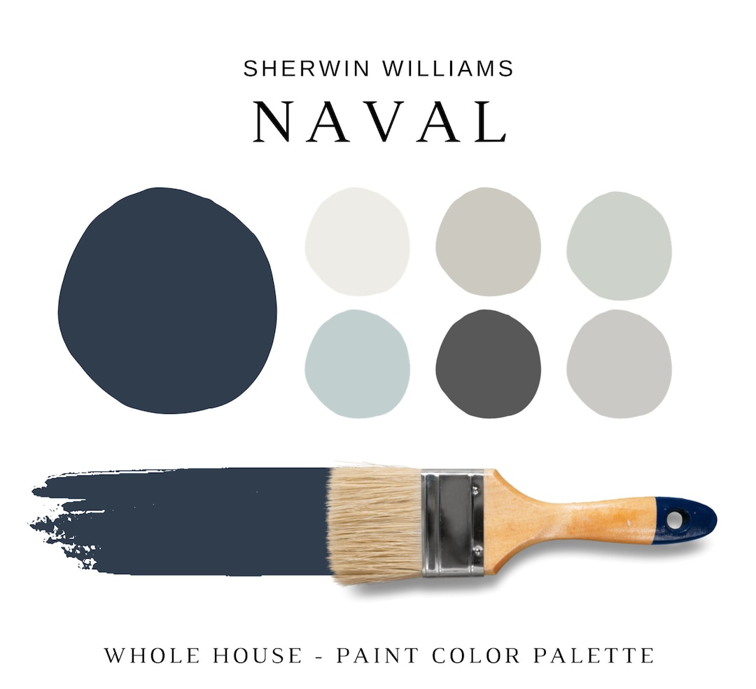 Sherwin Williams NAVAL Color Palette, Modern Interior Paint Palette, SW